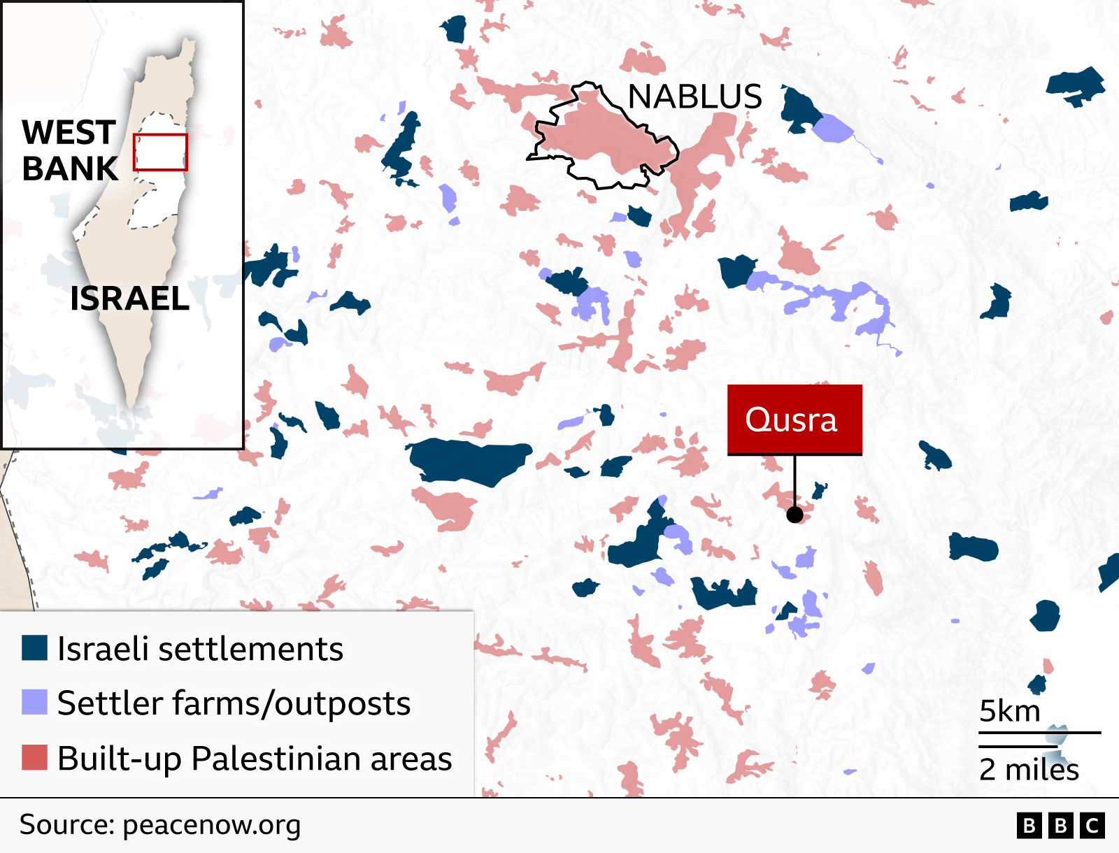 Settlers Block Palestinian Homes in West Bank Village of Qusra