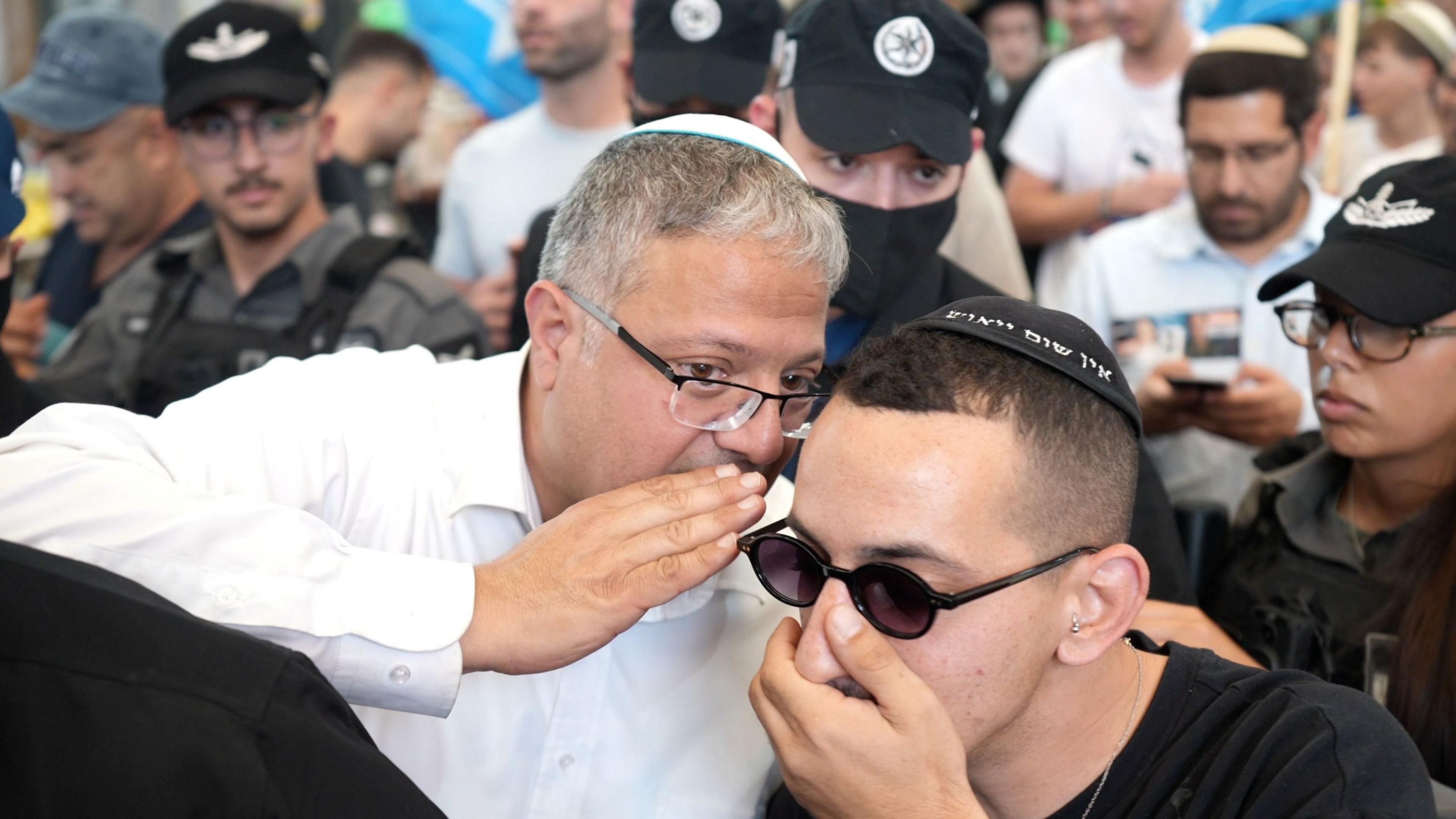 Itamar Ben Gvir with young supporters in Ramleh