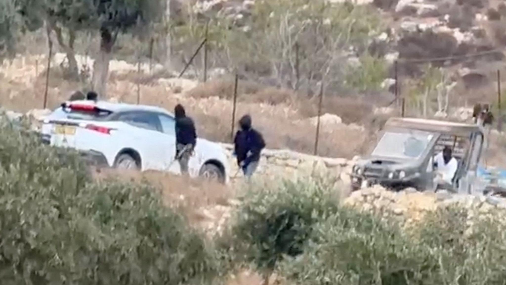 Vehicles at the site of the attack on European diplomats