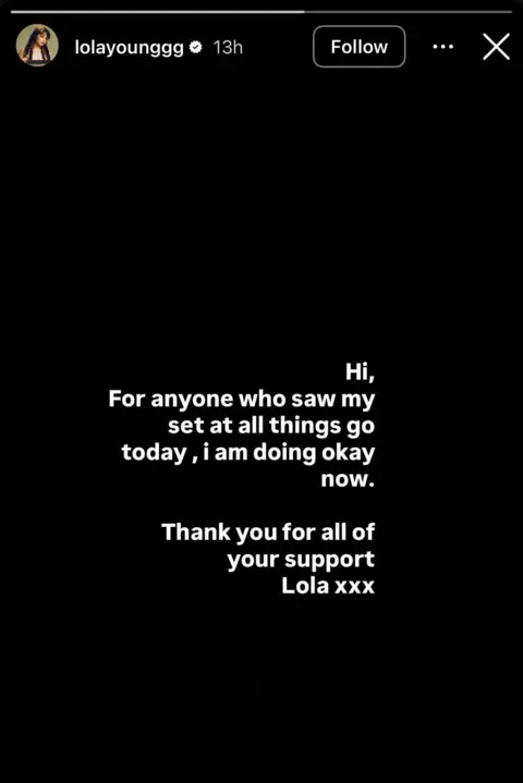 Lola Young Reassures Fans After On-Stage Collapse at NYC Festival