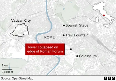 Rescue Operation Underway Following Collapse of Medieval Tower in Rome