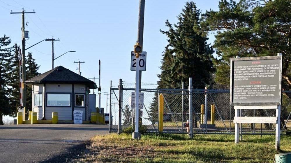The entrance gate to Wainwright air base