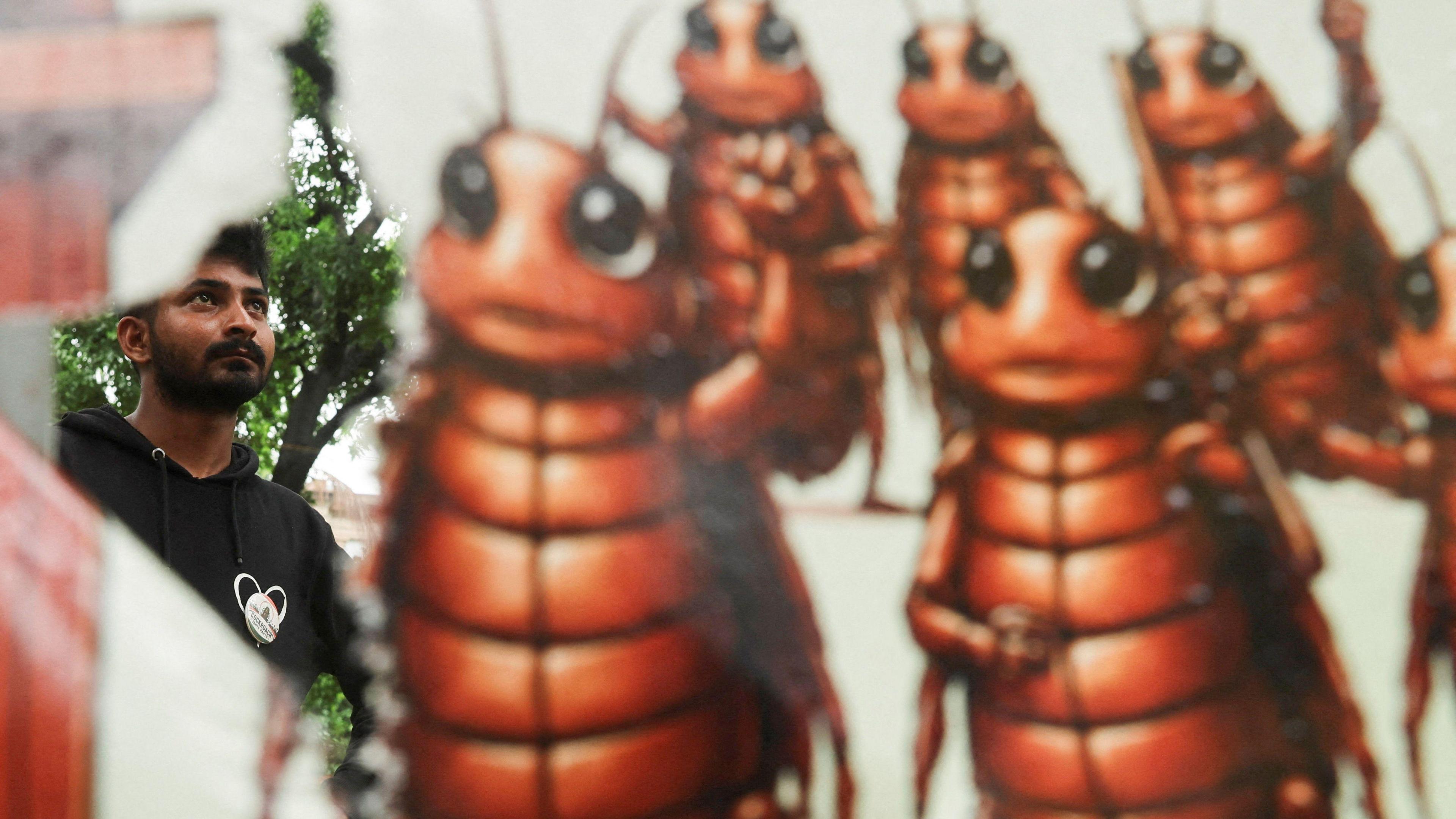 Police crackdown on Delhi’s ‘cockroach’ protest turns into viral memes