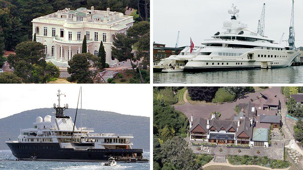 A composite image of Chateau de la Croe, fyning hill estate and two superyachts